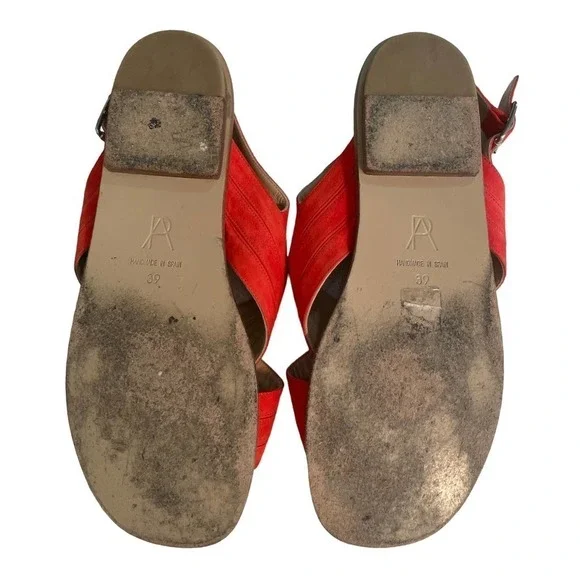 Paul Andrew Red Suede Espadrille Slingback Flat Sandals US 9 EUR 39 Beach Resort - Picture 11 of 12
